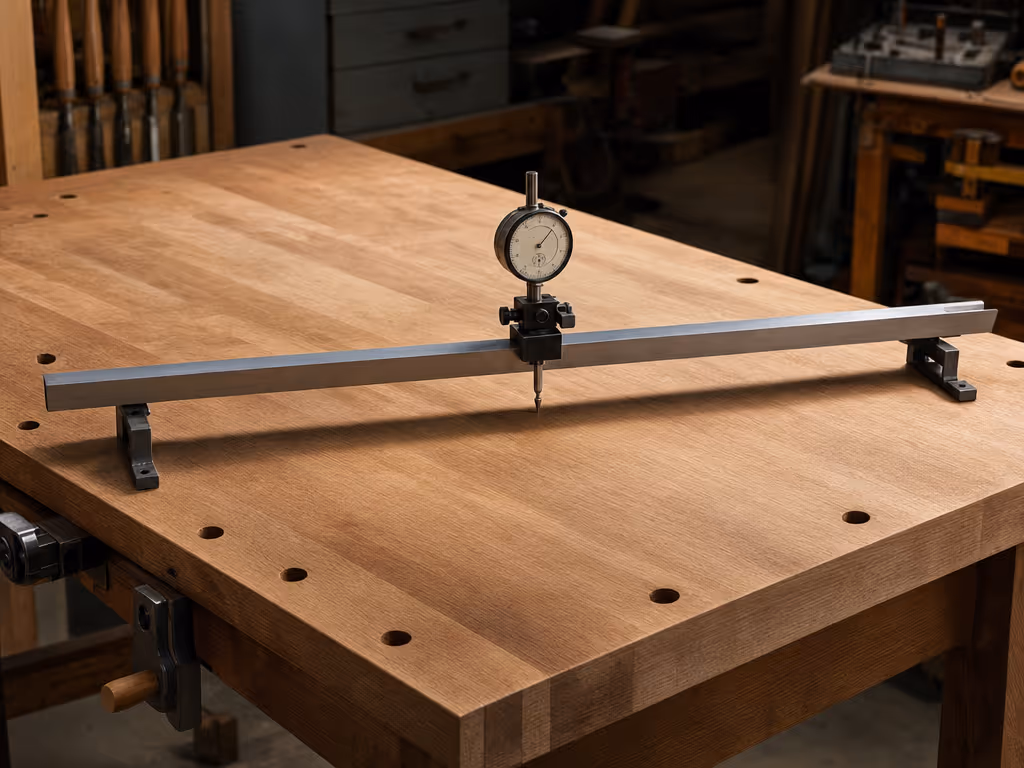 workbench_top_flatness_and_deflection_measurement_with_dial_indicator