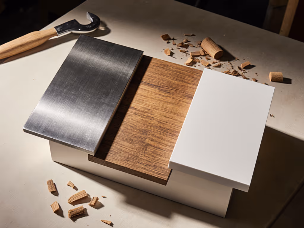 workbench_top_surface_durability_comparison_stainless_steel_wood_laminate