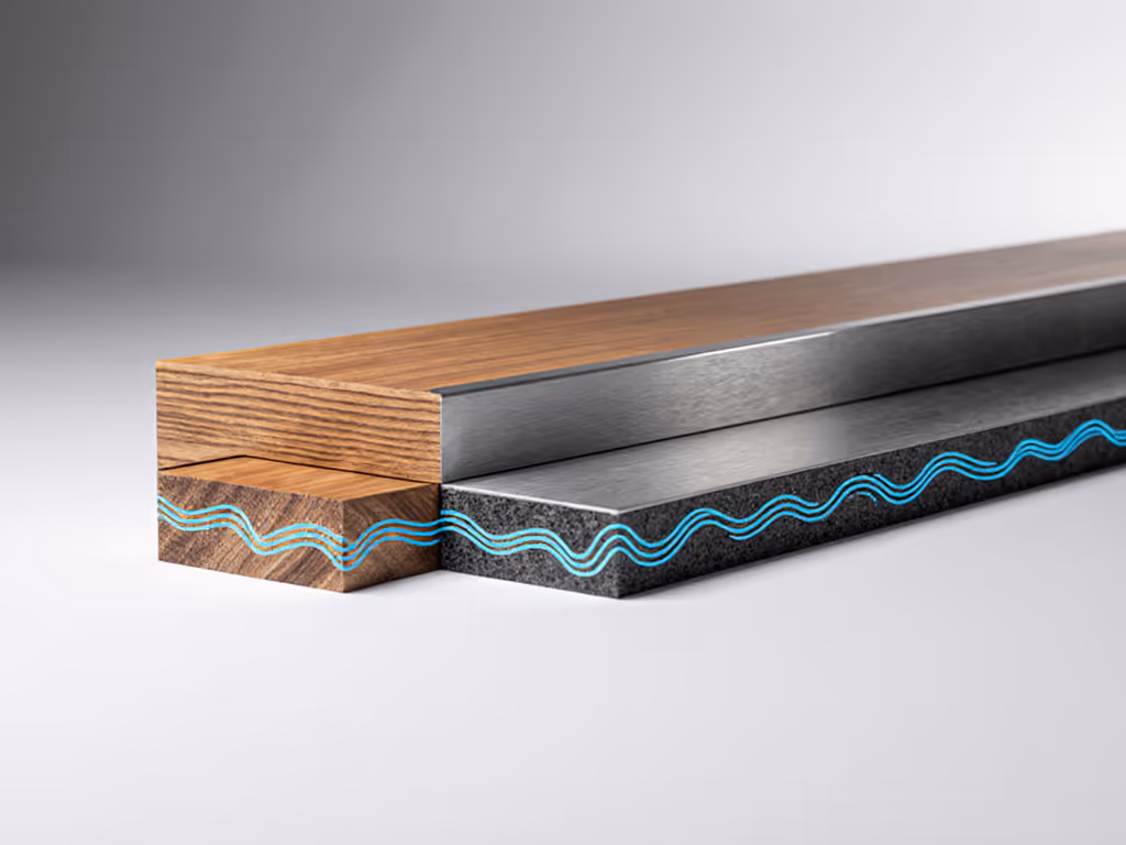 vibration damping comparison chart showing displacement across materials